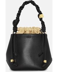 Ganni - Bou Recycled Leather And Faux Leather Bucket Bag - Lyst