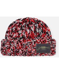 Ganni - Graphic Cable-knit Wool Beanie - Lyst
