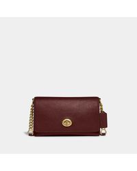 COACH Polished Pebble Leather Cross Body Bag - Red