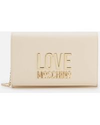 Love Moschino Logo Chain Cross Body Bag - Natural