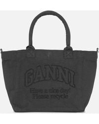 Ganni - Easy Printed Recycled Canvas Small Shopper Bag - Lyst