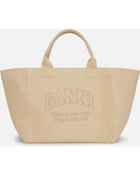 Ganni - Recycled Cotton-canvas Shopper Xxl Bag - Lyst