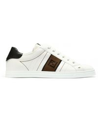 Fendi Logo-print Leather Trainers - White