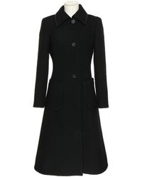 Loewe Wool Coat With Leather Details - Black