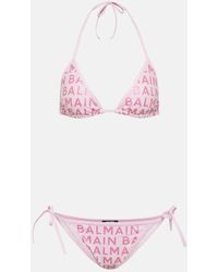 Balmain - Glitter Logo Bikini - Lyst