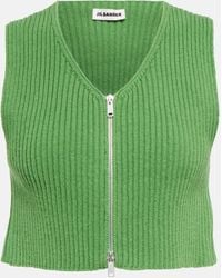 Jil Sander - Ribbed-knit Cotton Crop Top - Lyst