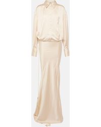 The Attico - Feather-trimmed Satin Gown - Lyst