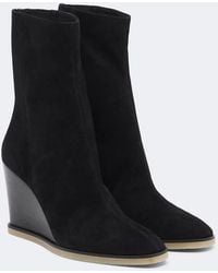 Aquazzura - Saint Honore Suede Wedge Ankle Boots - Lyst