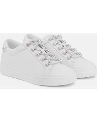 Jimmy Choo - Antibes Pearl-embellished Leather Sneakers - Lyst
