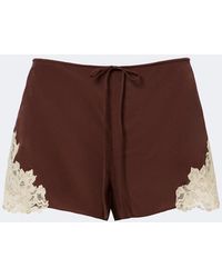 De La Vali - Elia Lace-Trimmed Crepe De Chine Shorts - Lyst