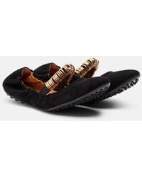 Tod's - Dee Suede Mary Jane Flats - Lyst