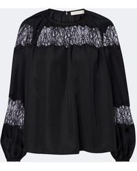 Ulla Johnson - Bess Lace-Trimmed Silk Blouse - Lyst
