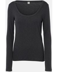 TOTEME - Ribbed-Knit Cotton-Blend Jersey Top - Lyst
