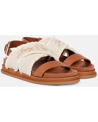 Jimmy Choo - Bestickte Sandalen Joa Aus Canvas Und Leder - Lyst