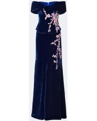 Costarellos - Rielle Embellished Floral-Applique Velvet Gown - Lyst
