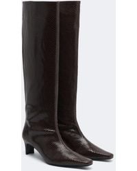 STAUD - Wally Snake-Print Leather Knee-High Boots - Lyst
