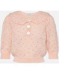 Alessandra Rich - Embellished Mohair-blend Crop Top - Lyst