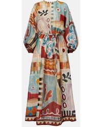 ALÉMAIS - Michelle Printed Ramie Midi Dress - Lyst