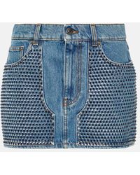 Area - Minigonna di jeans con cristalli - Lyst