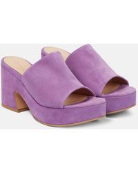 Gianvito Rossi - Suede Platform Mules - Lyst