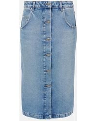Stella McCartney - Chain-Detail Denim Midi Skirt - Lyst