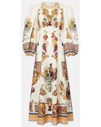 ALÉMAIS - Mercado Printed Linen Midi Dress - Lyst