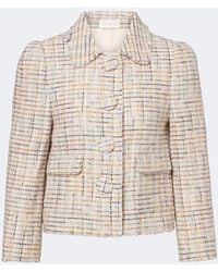 ShuShu/Tong - Checked Cotton-Blend Cropped Jacket - Lyst