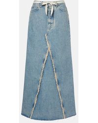Maison Margiela - Frayed Denim Maxi Skirt - Lyst