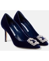 Manolo Blahnik - Hangisi 90 Embellished Velvet Pumps - Lyst