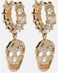 McQueen - Skull Crystal-Embellished Drop Earrings - Lyst