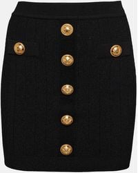Balmain - Buttoned Knitted Skirt - Lyst