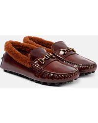 Tod's - Shearling-Trimmed Leather Loafers - Lyst