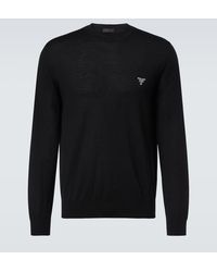 Prada - Logo Virgin Wool Sweater - Lyst