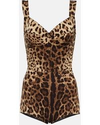 Dolce & Gabbana - Leopard-print charmeuse bodysuit - Lyst