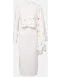 Oscar de la Renta - Cape-Detail Wool-Blend Midi Dress - Lyst