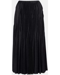 Alaïa - Pleated Wool Flannel Midi Skirt - Lyst