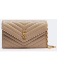 Saint Laurent - Cassandre Envelope Leather Wallet On Chain - Lyst
