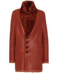 JOSEPH Leather And Shearling Coat - Brown