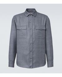 Agnona - Checked Wool, Silk, And Linen Shirt - Lyst