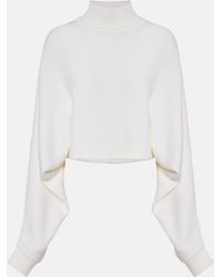 Alaïa - Cropped Linen Turtleneck Sweater - Lyst