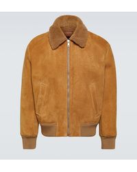 Prada - Shearling-Trimmed Suede Bomber Jacket - Lyst