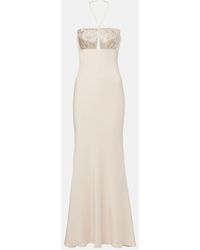 Roland Mouret - Robe Longue En Soie A Ornements - Lyst