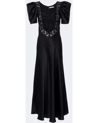 Rodarte - Lace-Trimmed Ruched Silk Satin Gown - Lyst