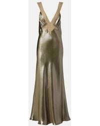 Saint Laurent - Metallic Silk Maxi Dress - Lyst