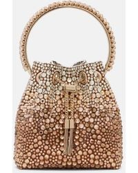 Jimmy Choo - Bon Bon Embellished Satin Bucket Bag - Lyst