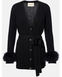 Valentino - Feather-Trimmed Virgin Wool Cardigan - Lyst