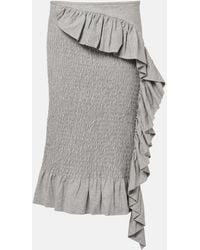 Dries Van Noten - Ruffled Smocked Cotton Midi Skirt - Lyst