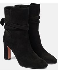 Aquazzura - Very Bow Tie 85 Suede Ankle Boots - Lyst