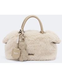 Max Mara - Small Leather-Trimmed Teddy Top-Handle Bag - Lyst