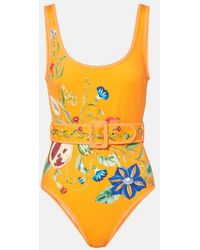 ALÉMAIS - Flores Printed Belted Swimsuit - Lyst